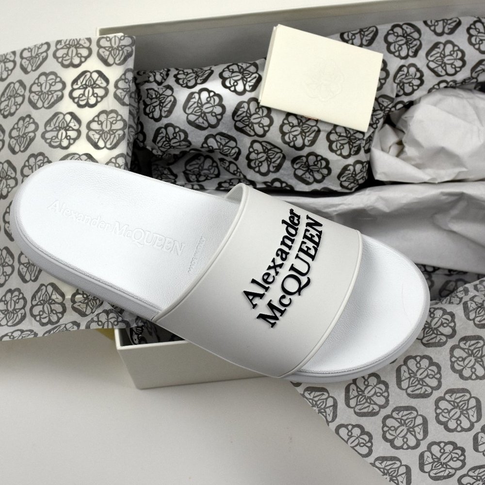 BRAND NEW! - Alexander McQueen Embossed Logo Slides